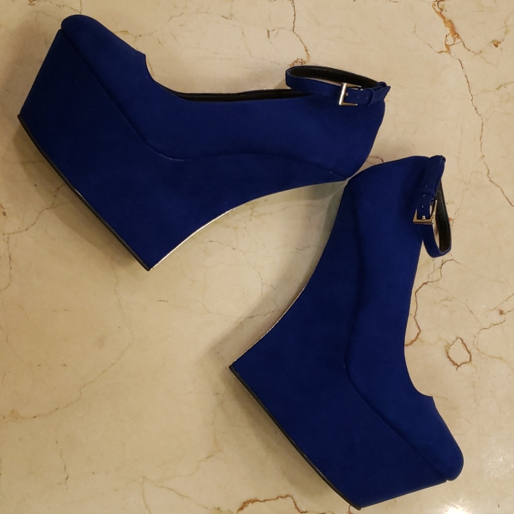 SCENE Kierra Royal Blue suede platform heels, 8.5 - Picture 10 of 16